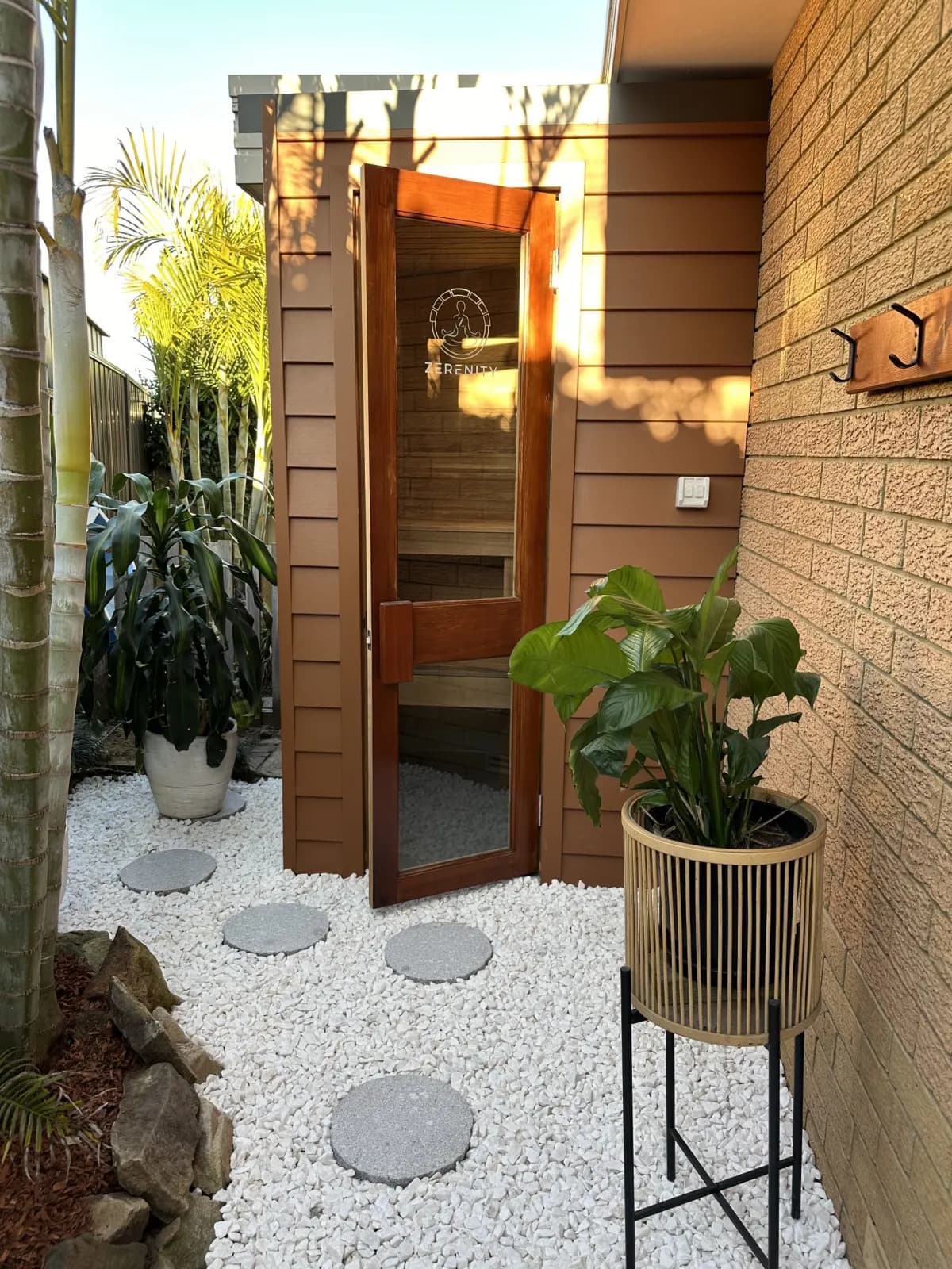 Zerenity cube sauna at dusk