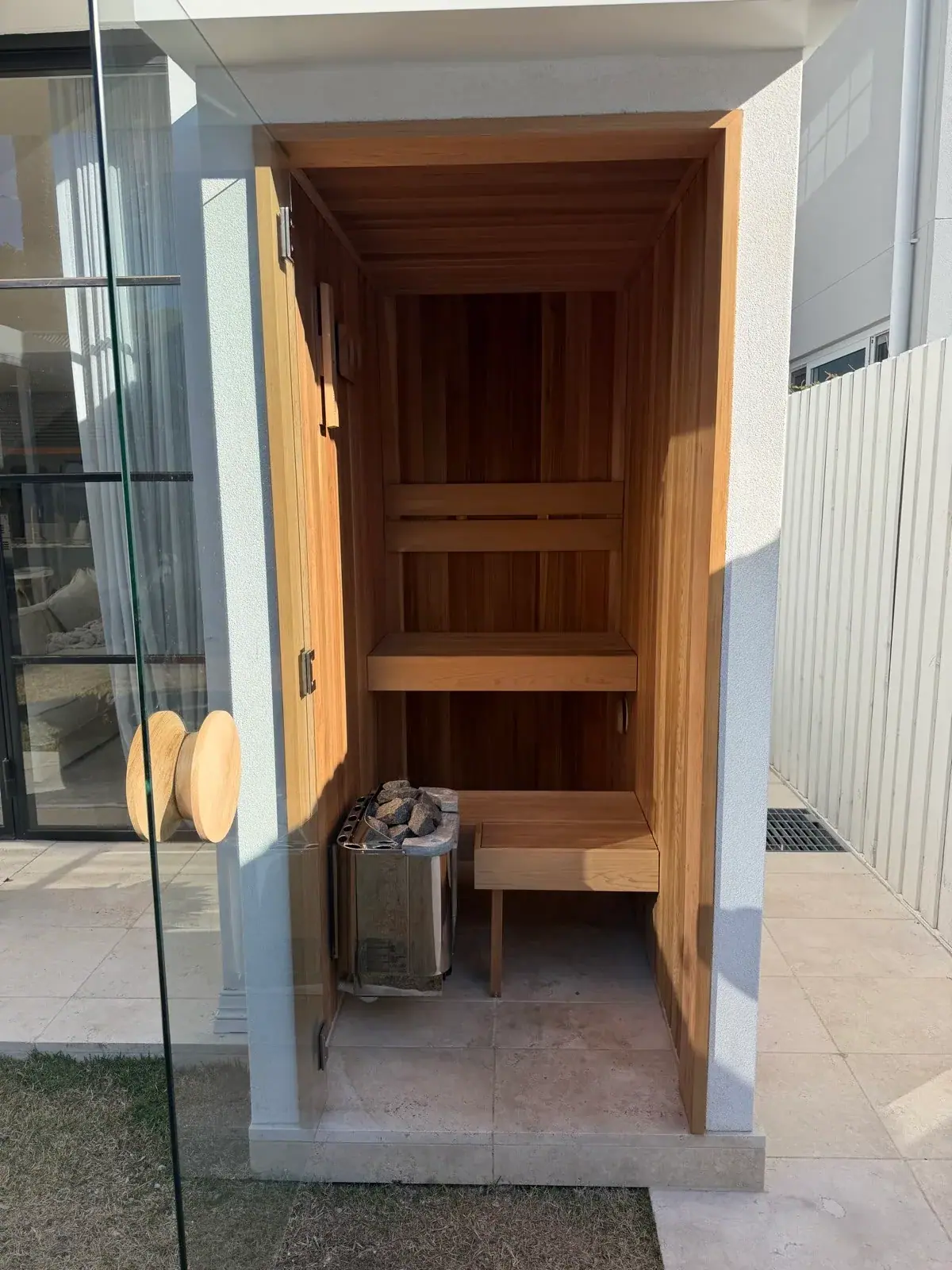 SAWO Finland heater in a Zerenity custom sauna